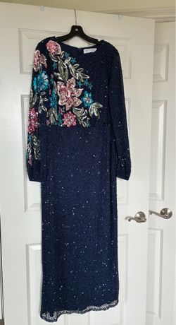 Floral Sequined Evening Gown with Sandals