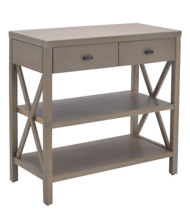 Owings Console Table with 2 Shelves and Drawers Rustic