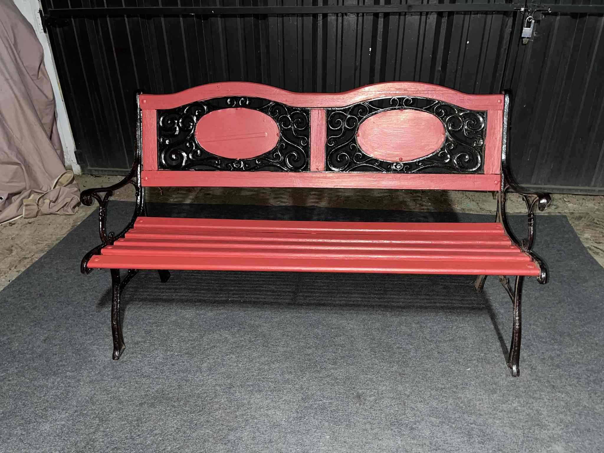 Lightweight Aluminum/Metal/Wood Outdoor Garden Bench w/ Used cushions