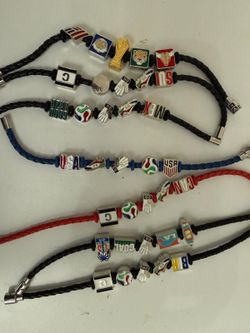 FIFA 2026 official soccer themed braided leather charm bracelets