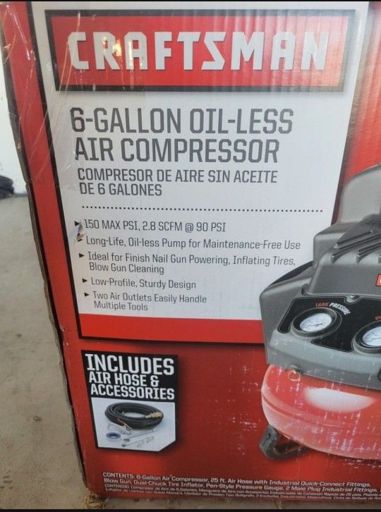 A brand new 6 gallon air compressor gor sale