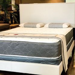 $289/Brand New Full Size Beige Bed Frame With New Mattress Set/Fast Delivery