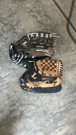 Two Kids Right Handed Baseball Mitts