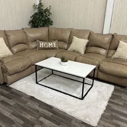 Large Beige Reclining Sectional Couch - Delivery Available 