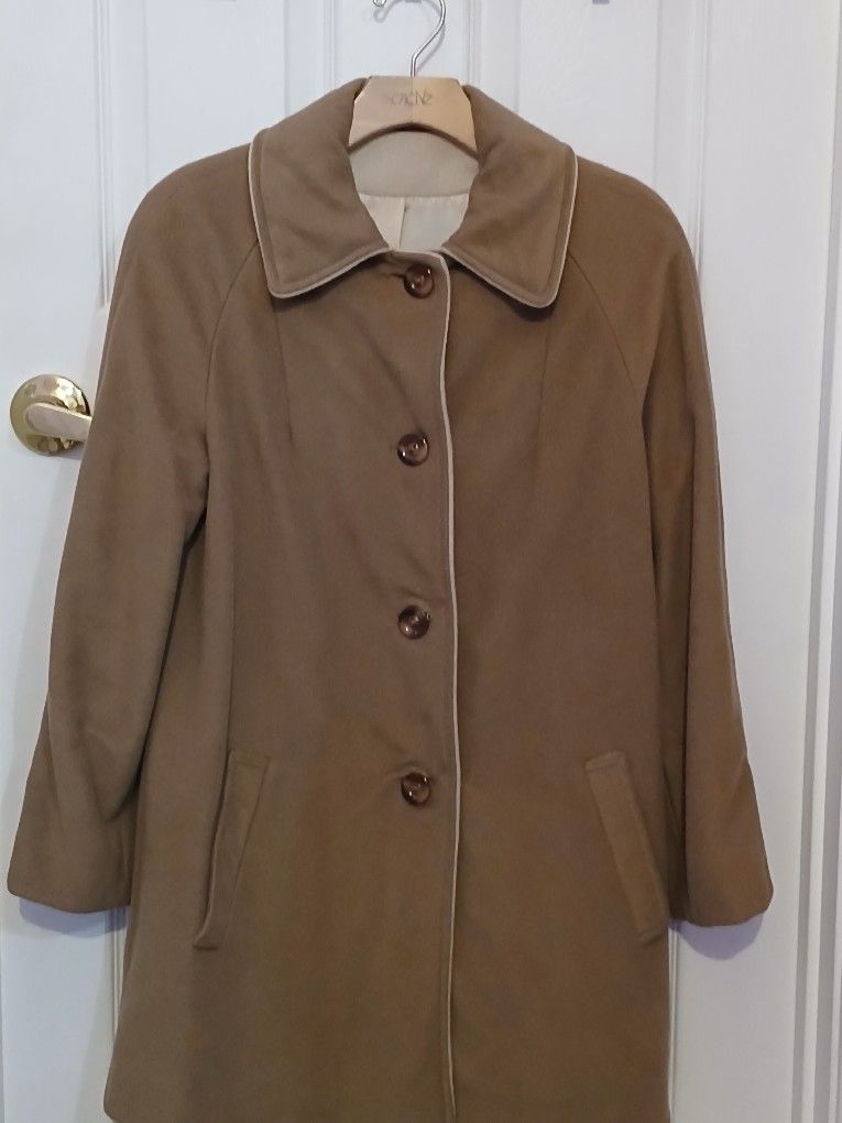 Vintage Swing Like Coat Light Weight Camel Color Size 8