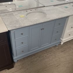 (#2083)Bella 48 Inch Bathroom Vanity Carrara Marble Top