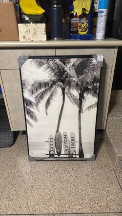 Black & White Tropical Surfboard Wall Art