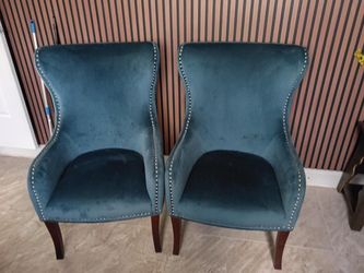 E& E CO. LTD Teal Velvet Tufted Wingback Chairs decoration chairs living room chair