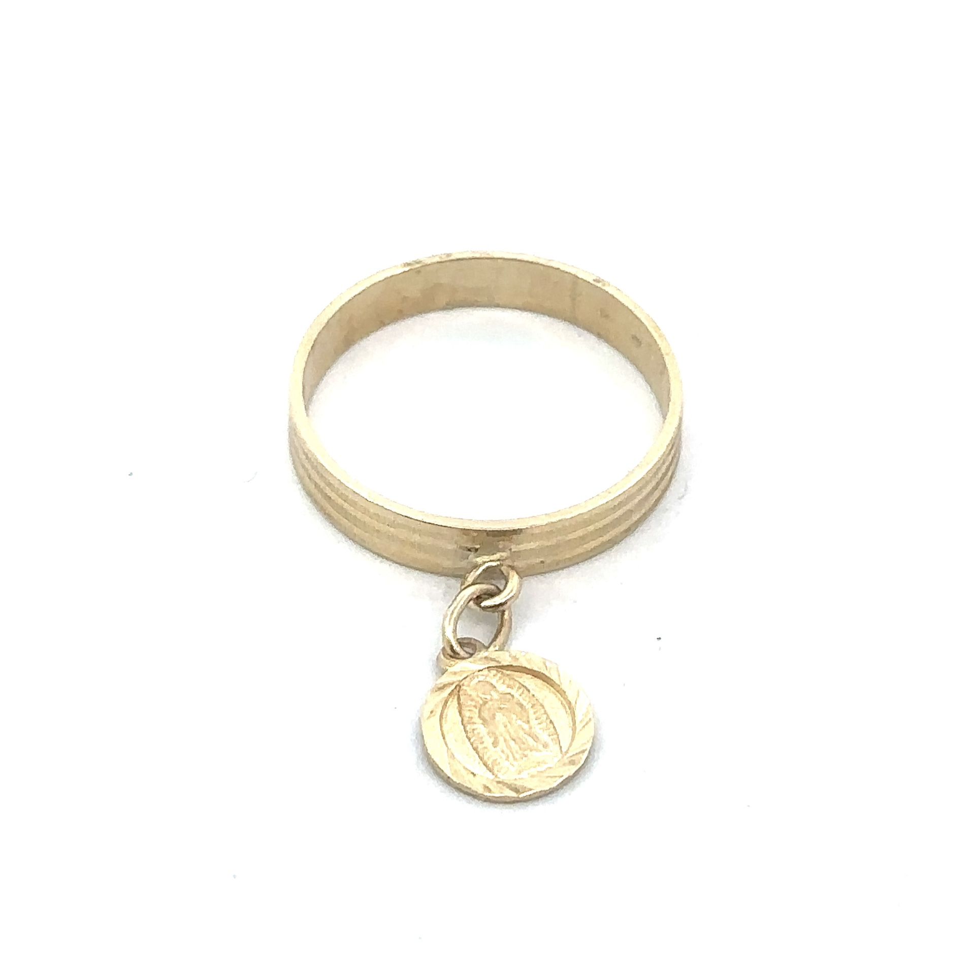 Woman’s Ladies 14k Yellow Gold Our Lady Of Guadalupe Charm Dangle Band Ring Size 7 GP3116034