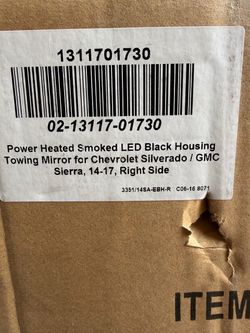 Power Heated Smoked LED Black Housing Towing Mirror for Chevrolet Silverado / GMC Sierra, 14-17, Right Side