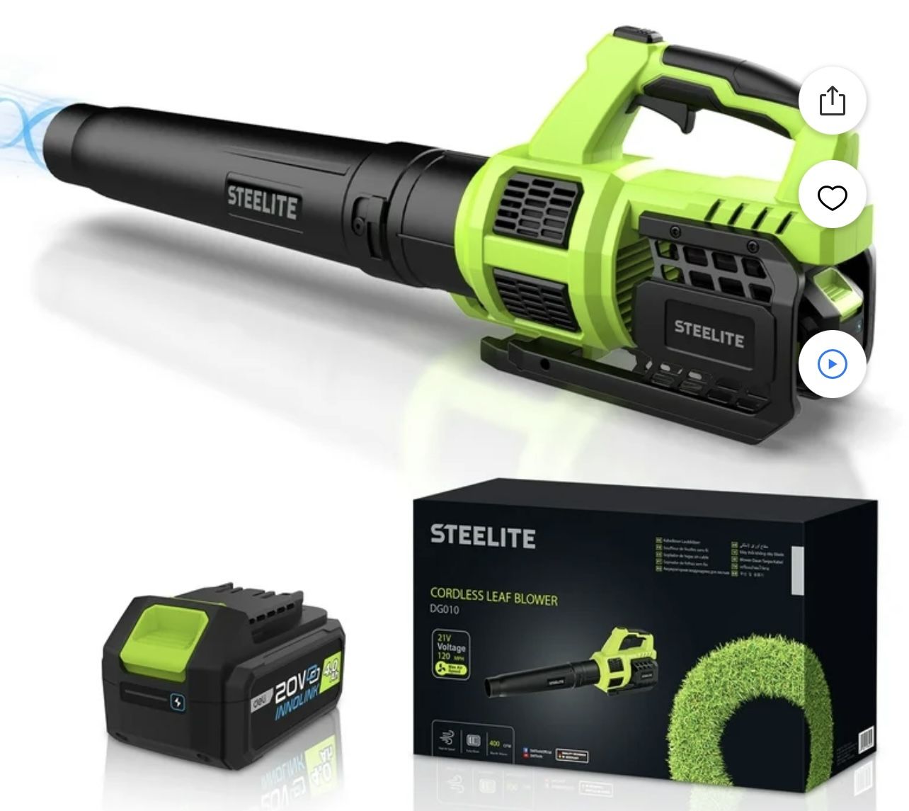 Steelite 21V Cordless Leaf Blower,120 MPH 480 CFM,Electric Lightweight Blower with 4.0Ah Battery Pack and Charger
