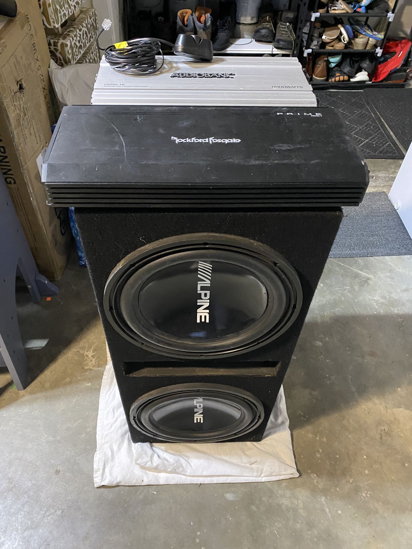 2 X 12” Alpine Type S Subwoofers With Enclosure And Two Amps