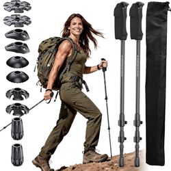 3K Carbon Fiber Trekking Poles - Collapsible, Lightweight Yet Sturdy Hiking Poles with EVA Grip, for Men & Women Hikers