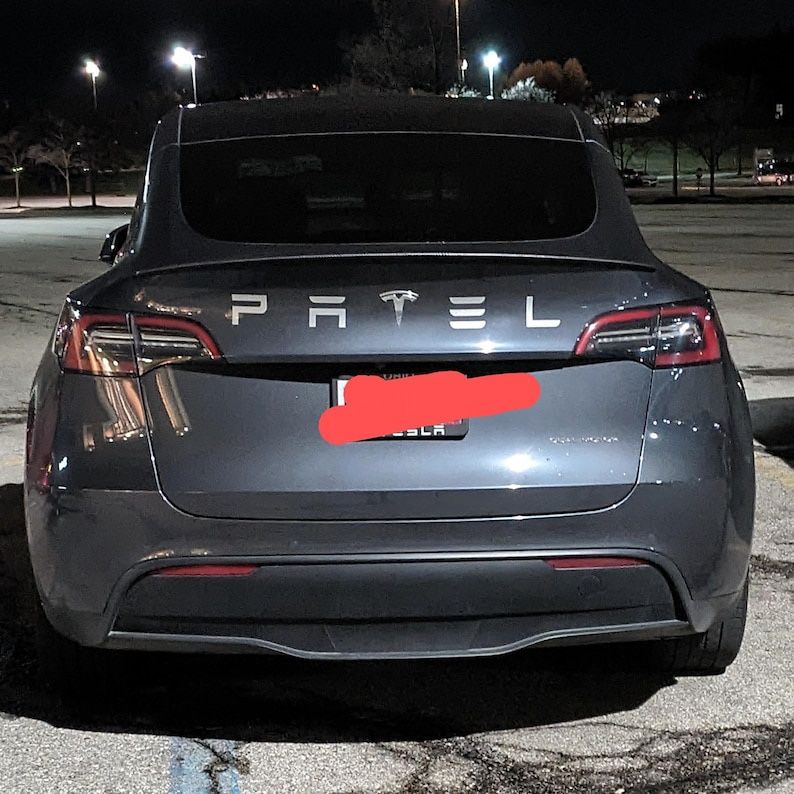 PATEL Tesla Car Bumper Magnet, Badge, Sticker, Emblem, Chrome/Silver