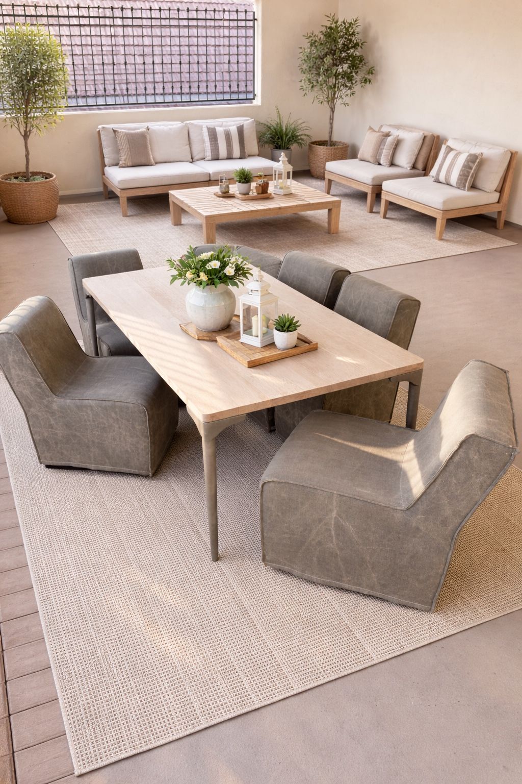 Patio Furniture Dining Table Lounge Set