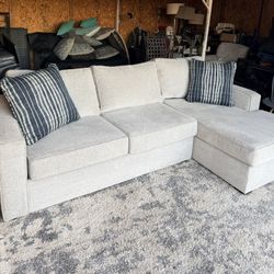 Monterey Beach Beige Gray Fabric 107" 2 Piece  LIVING SPACES 