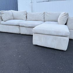 4 Piece  Corduroy Modular Sectional Couch