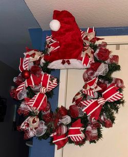 Santa Hat Christmas Wreath