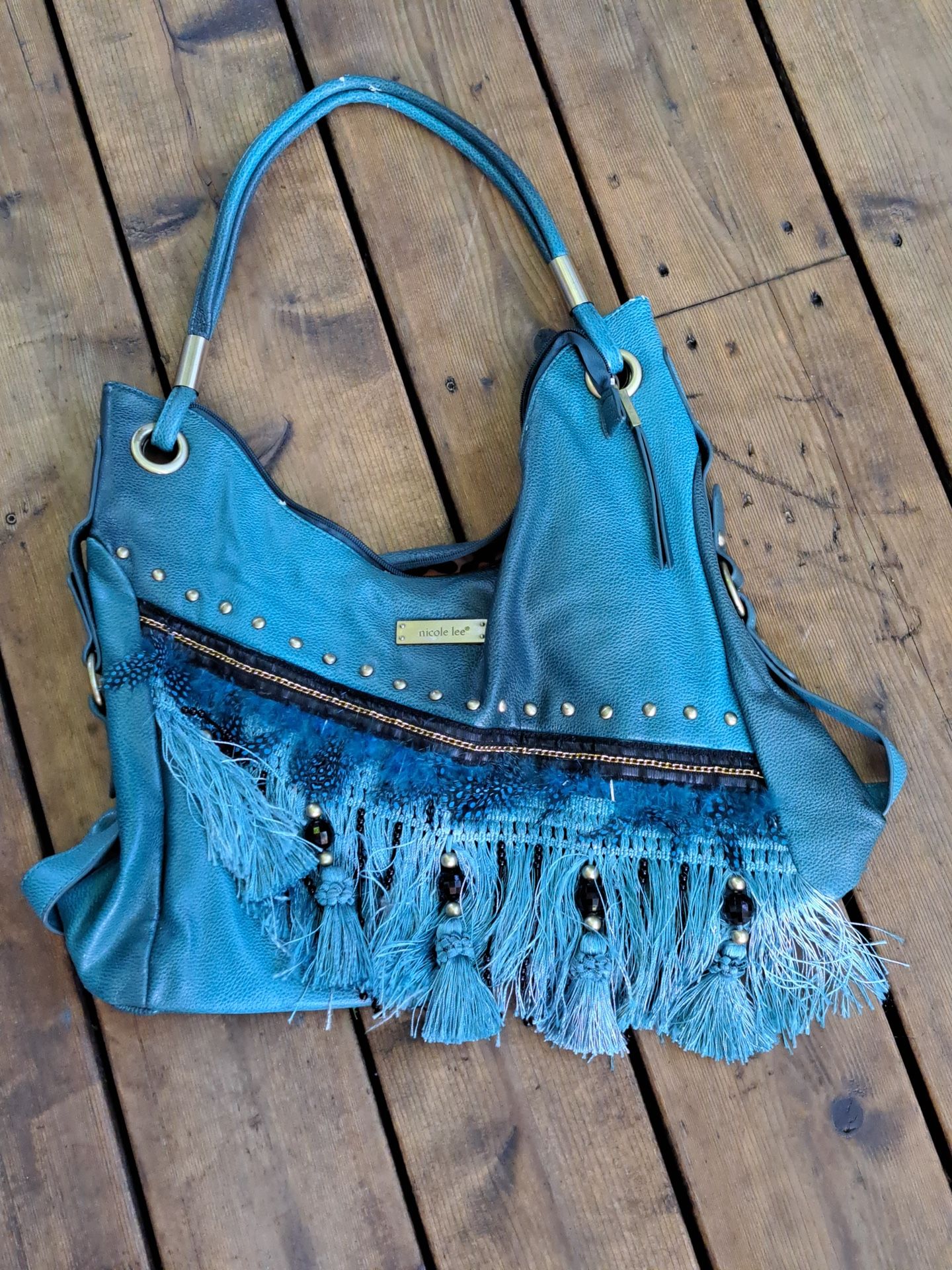 Never Used Beautiful Blue Purse With Fringe