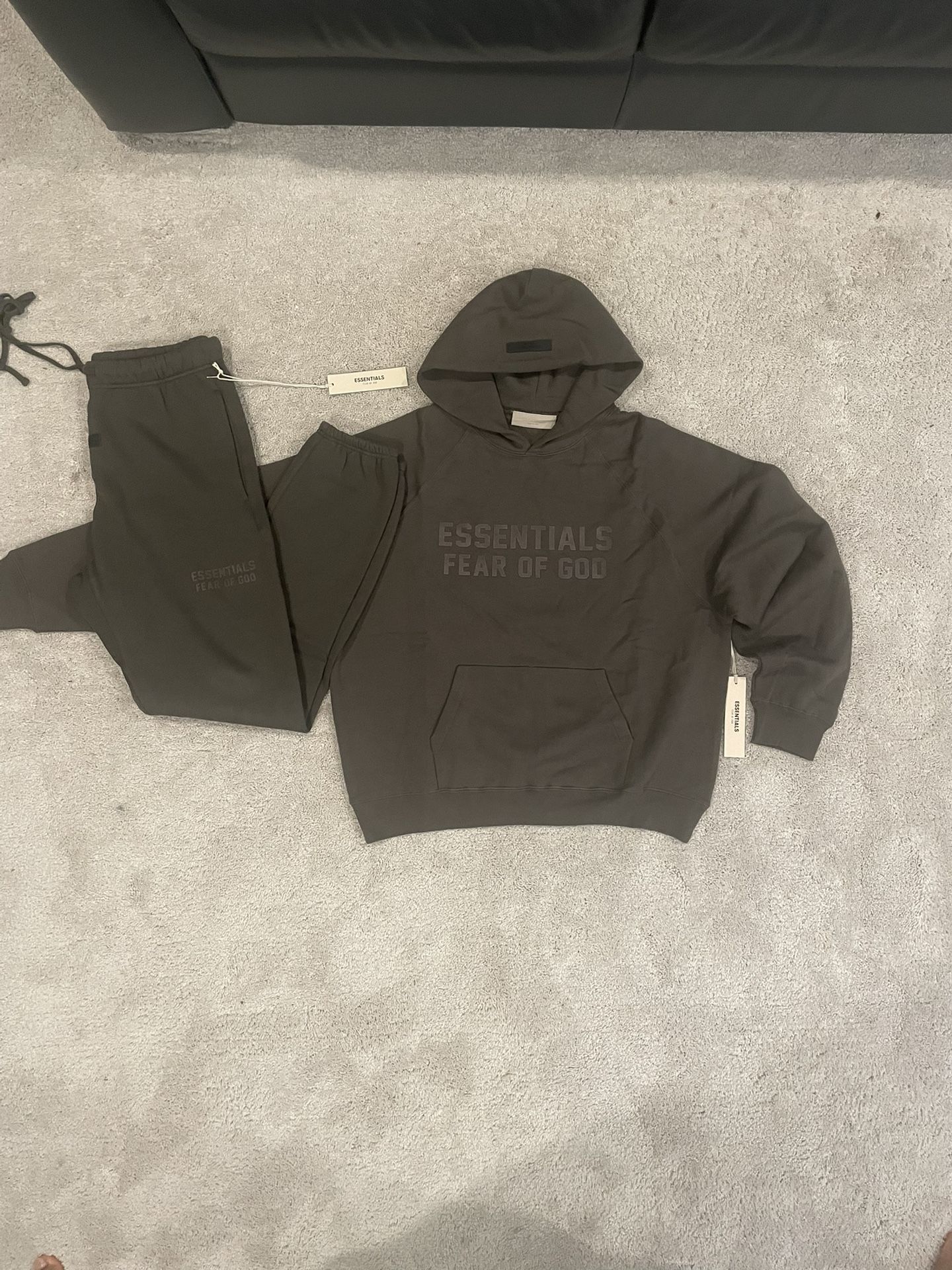 Fear Of God Essentials Ash Black Tracksuit Size M