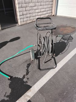 Wheeled Garden Hose Reel Cart with Hose