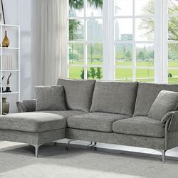 Brand New Gray Sectional Sofa Reversible Chaise 