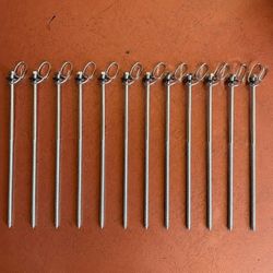 12-Pack 3/8 x 12 in Lag Screw Tent Stakes w/ Chain Washers Burning Man