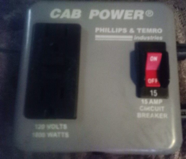 Cab Power Electrical Distribution Unit from a 2014 Volvo VNL - Cab Power Phillips & Temro
120 Volts , 1800 Watts , 15 Amp circuit breaker
P/N : 235320