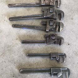 Vintage Monkey Wrench And 4 Pipe Wrench