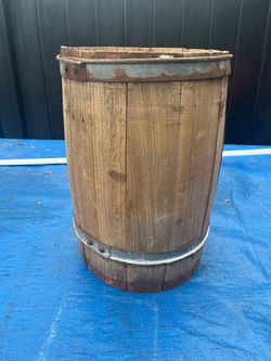 Antique Wooden Barrel with Metal Bands