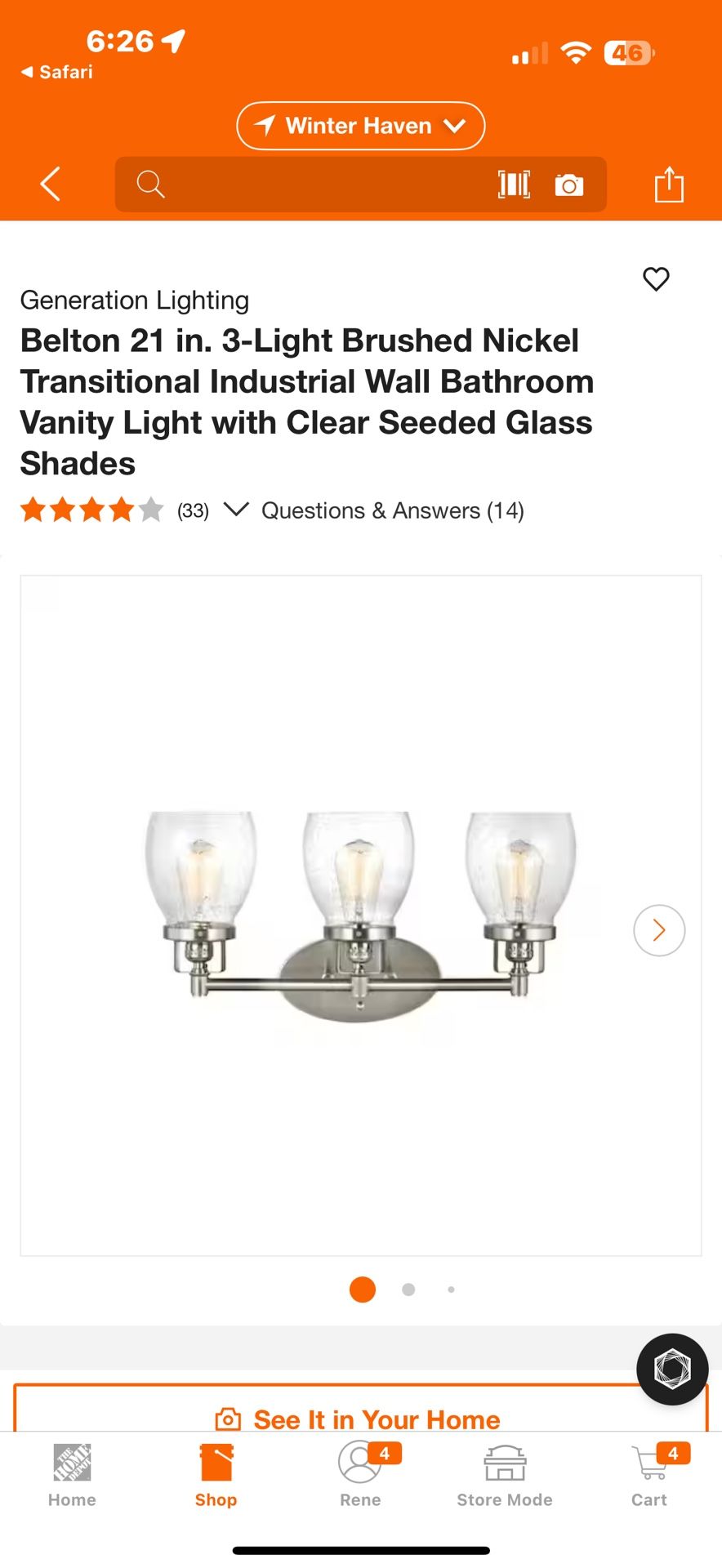 Belton 21 in. 3-Light Brushed Nickel Transitional Industrial Wall Bathroom Vanity Light with Clear Seeded Glass Shades