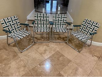 Vintage-Style Aluminum Folding Lightweight Lawn Chairs