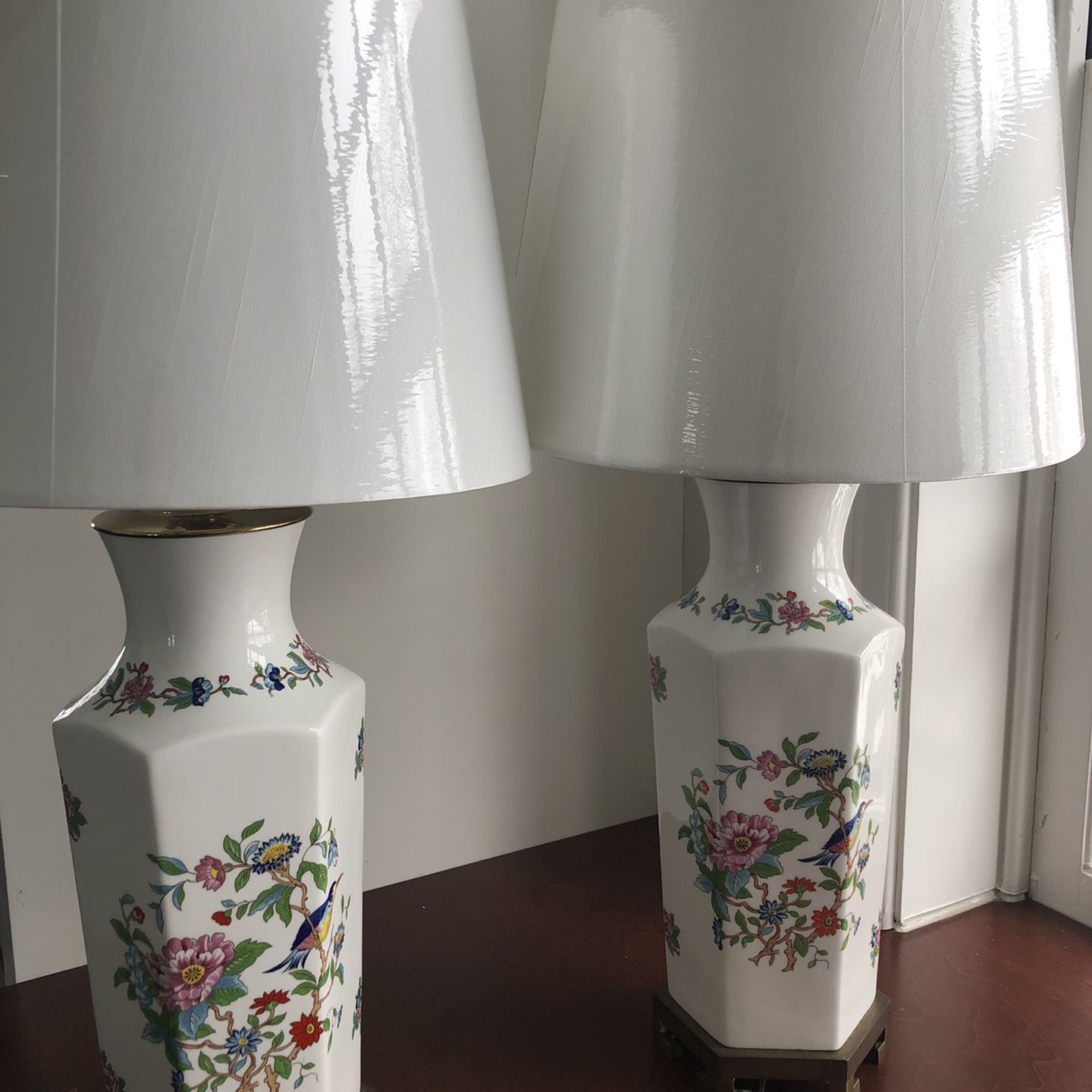 Pair Of Vintage Chinoiserie Ceramic Lamps