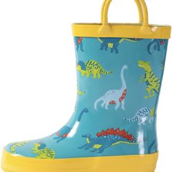 kids Rain Boots, Toddler Rain Boots Waterproof Rubber Kids Rain Boots for Girls and Boys with Fun Patterns and Easy-On Handles
