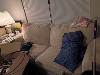 Beige Fabric Two-Seat Sofa