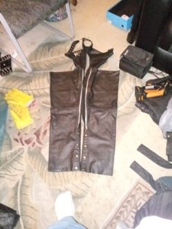 FMC Mens Large Leather Biker chaps black