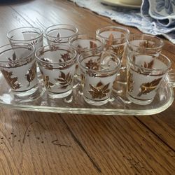 1950 Gold Leaf Frosted Glasses