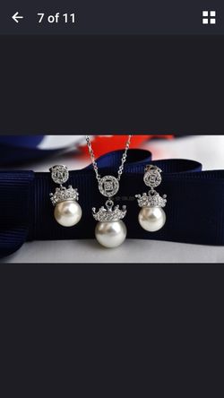 2 in 1 jewelry set shell pearl crystal locket and earing