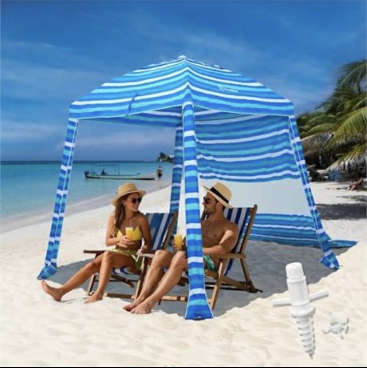 Grandekor Upgraded 6'×6' Pop Up Beach Canopy Tent