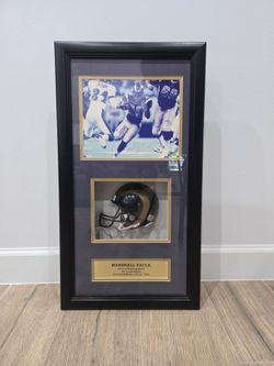 Marshall Faulk St. Louis Rams Autographed Photo & Mini Helmet Shadowbox Ltd 134/1000