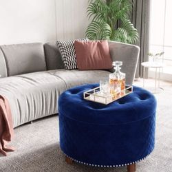 Brand New Royal Blue Velvet Ottoman w/ Storage (still in box!)