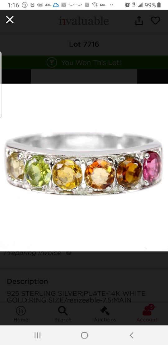 Unheated Tourmaline Ring