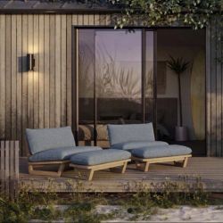 Dweller Outdoor Chair & Ottoman – Sunbrella Avery Indigo | Set of 2 | Brand New (Delivery Available!! )