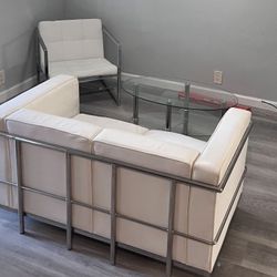 White Loveseat and Chair