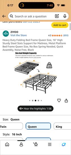 Queen metal folding bed frame