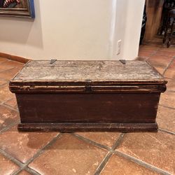 Antique Primitive Wooden Storage Chest Trunk Deed Box Farmhouse Decor