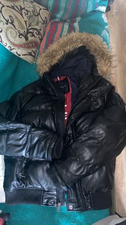 Leather Tommy Hilfiger puff Jacket W/ Fur