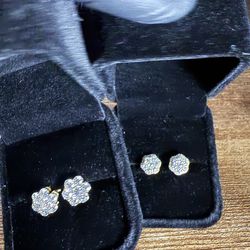 Floral gold plated men’s moissanite earrings