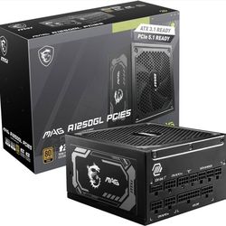 MSI MAG A1250GL PCIE5, Fully Modular Compact Gaming 1250W Power Supply, 80+ Gold, ATX 3.1 & PCIe 5.1 Ready, Native Dual-Color 12V-2x6 Cable