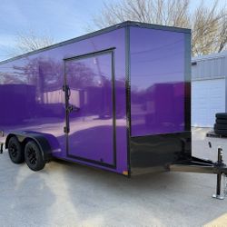 2026 New 7x16 TA Screwless Enclosed Trailer | Blackout | Spoiler Package | 7' Interior | Rubber Floors & E-Tracks | .08 Polycor | Dexter Axles | 1033